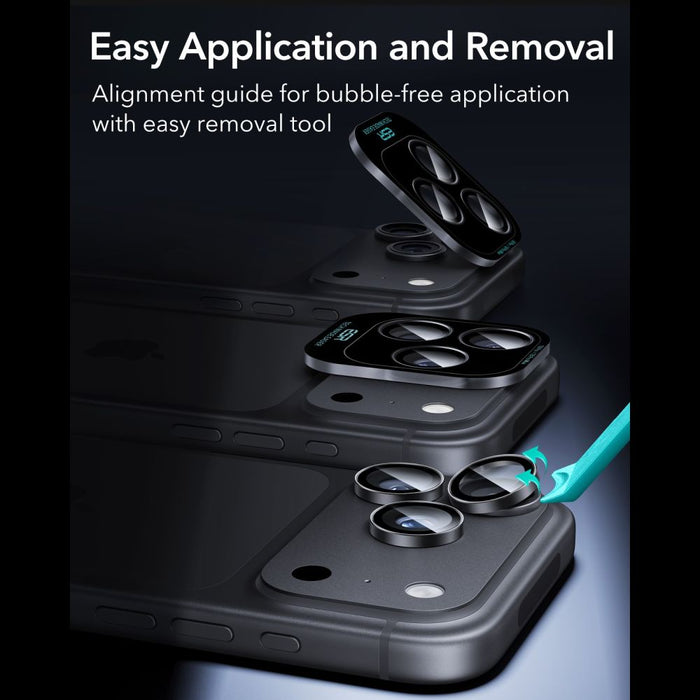 ESR Armorite протектор за камера, комплект от 2 броя, закалено стъкло за iPhone 18 Pro / 18 Pro Max - черен
