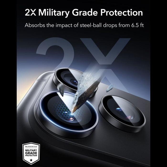 ESR Armorite протектор за камера, комплект от 2 броя, закалено стъкло за iPhone 18 Pro / 18 Pro Max - черен