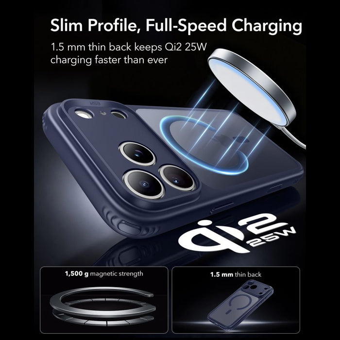 ESR Classic Hybrid MagSafe калъф за iPhone 18 Pro Max / 17 Pro Max - матирано син