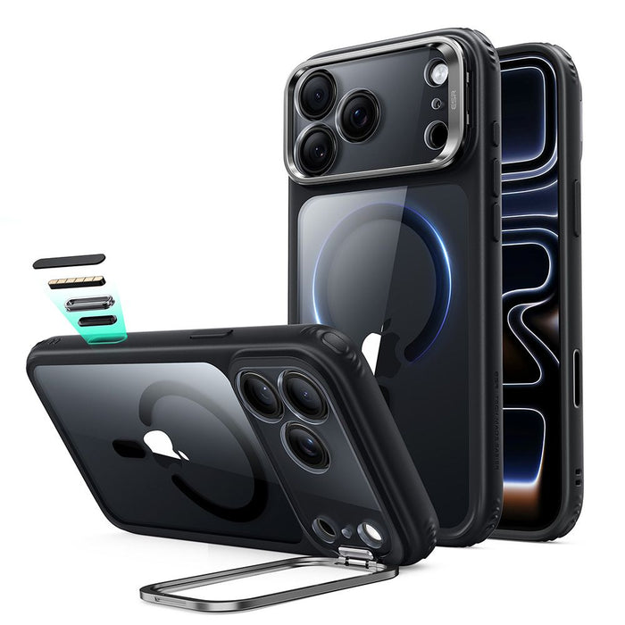 ESR Classic Hybrid MagSafe калъф с поставка за iPhone 18 Pro Max / 17 Pro Max - прозрачен черен