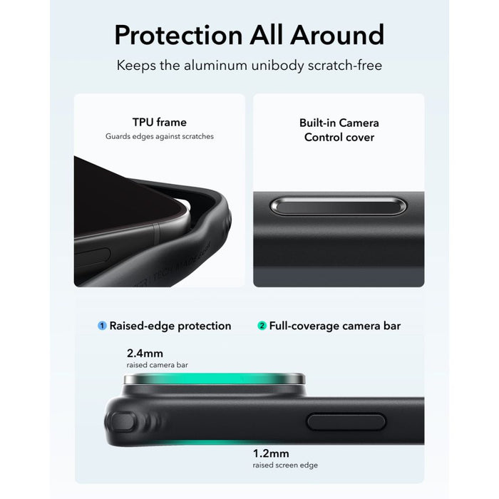 ESR Classic Hybrid MagSafe калъф с поставка за iPhone 18 Pro Max / 17 Pro Max - прозрачен черен