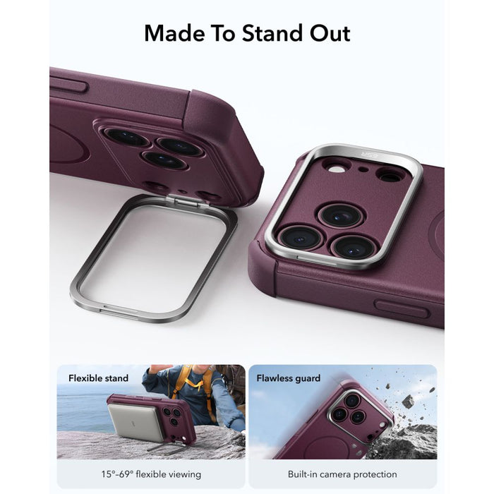 ESR Cyber Tough Kickstand MagSafe калъф за iPhone 18 Pro / 17 Pro - бордо