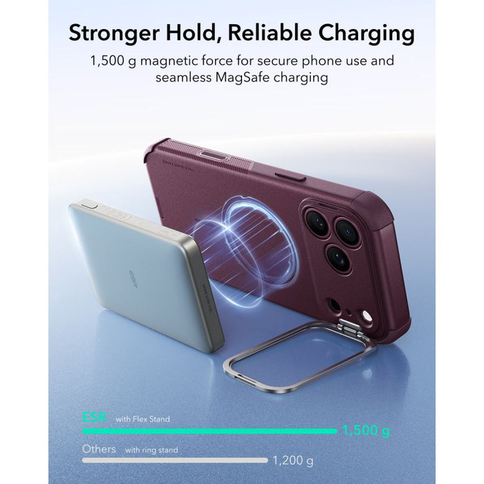 ESR Cyber Tough Kickstand MagSafe калъф за iPhone 18 Pro / 17 Pro - бордо