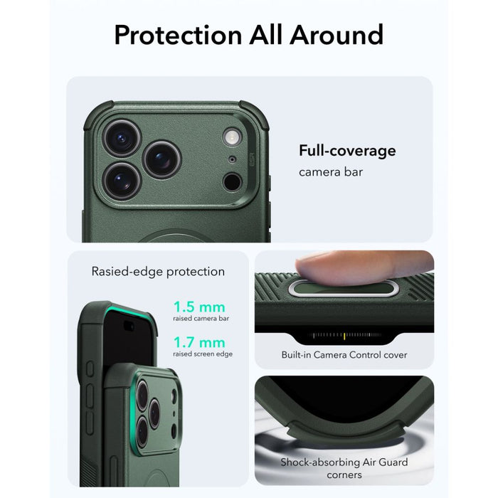 ESR Cyber Tough MagSafe калъф за iPhone 18 Pro / 17 Pro - зелен