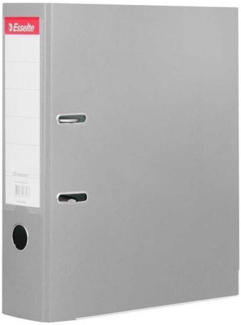 Класьор Esselte Eco - А4, 5 cm, PP, метален кант, сменяем етикет, сив