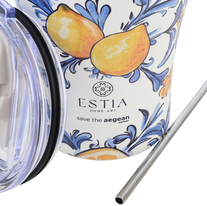 Термочаша със сламка Estia Save the Aegean - Amalfi Coast, 350 ml