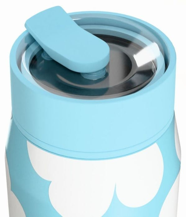 Термочаша със сламка Estia Lens - Blue Daisy, 360 ml