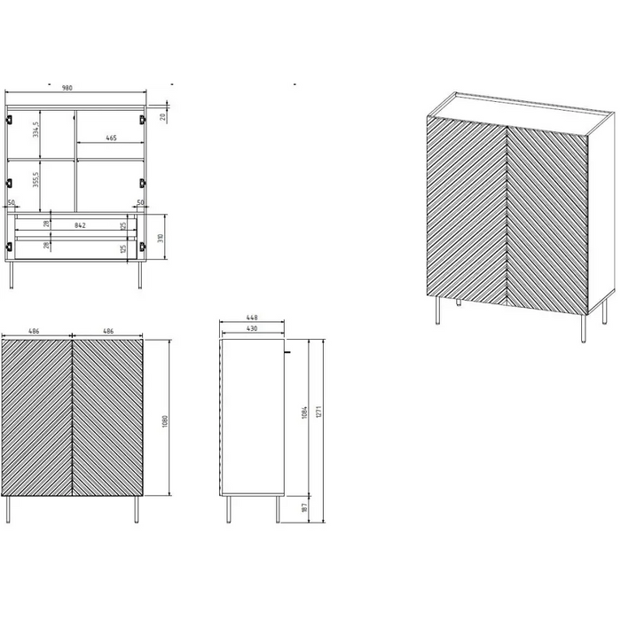 Етажерка 2D2SZ ONDA 98x45xH127 зелена)
