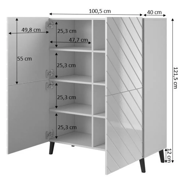 Етажерка ABETO 100,5 x 40 x 121,5 см графит/гланц графит