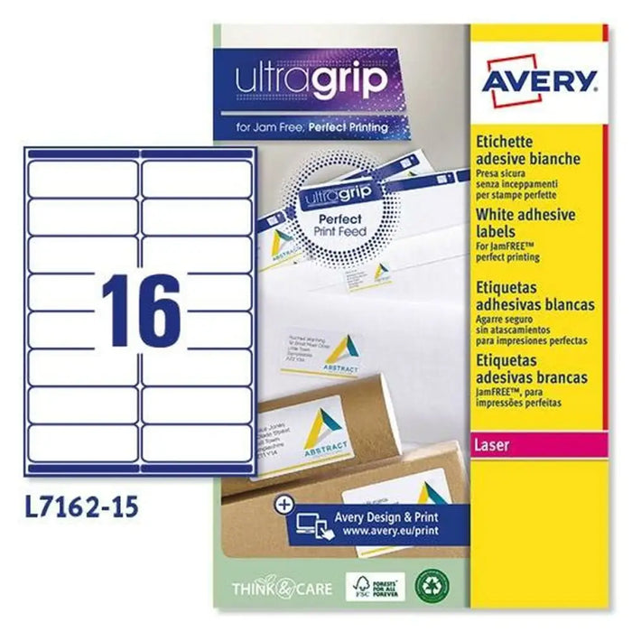 Етикети за принтер Avery L7162 Бял 15 Листи 99,1 x 33,9 mm