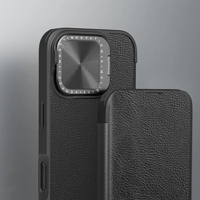 Etui Nillkin Qin Prop кожен iPhone 16 (черен)