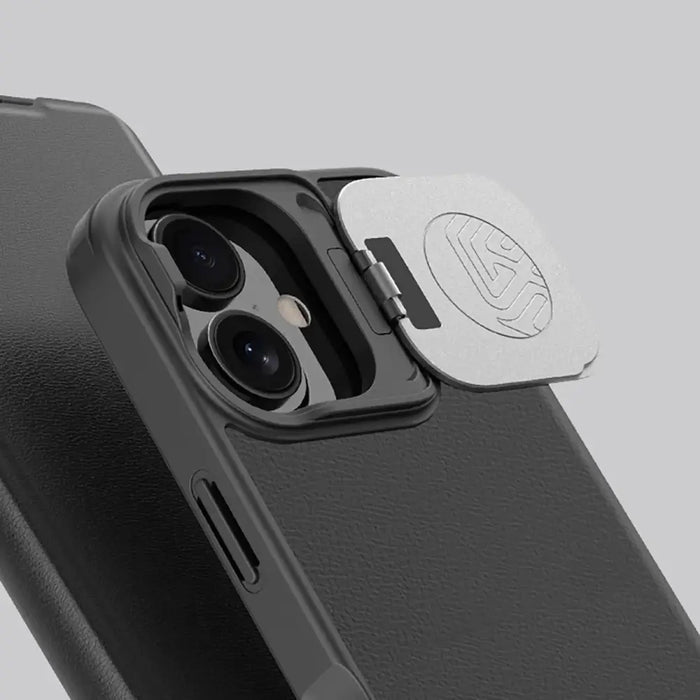 Etui Nillkin Qin Prop кожен iPhone 16 (черен)