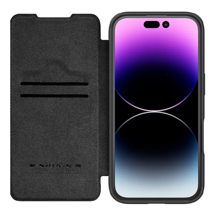 Etui Nillkin Qin Prop кожен iPhone 16 (черен)