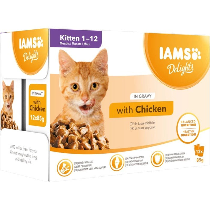 IAMS Delights Котешка храна с пилешко в сос - 12 x 85 г