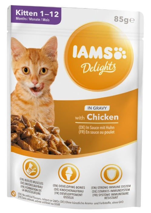 IAMS Delights Котешка храна с пилешко в сос - 12 x 85 г