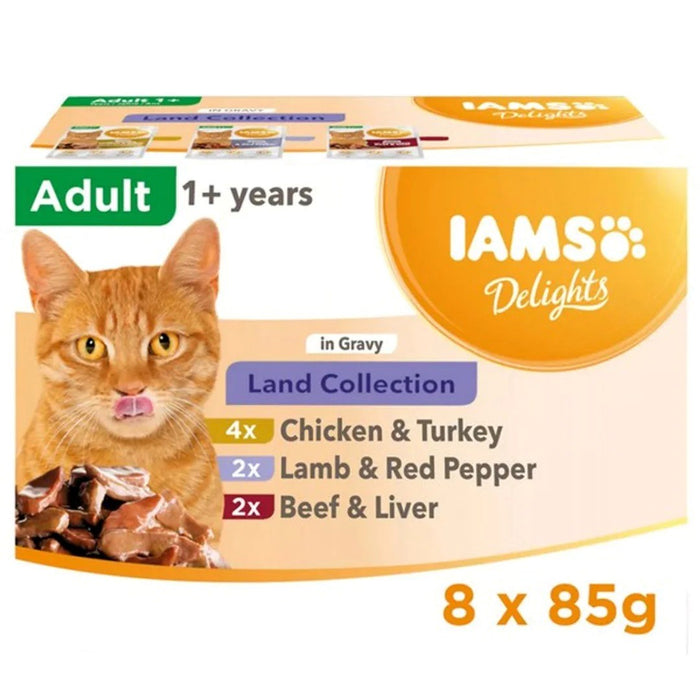 IAMS DELIGHTS Land Collection в кутия със сос – мокра храна за котки – 8x85 г