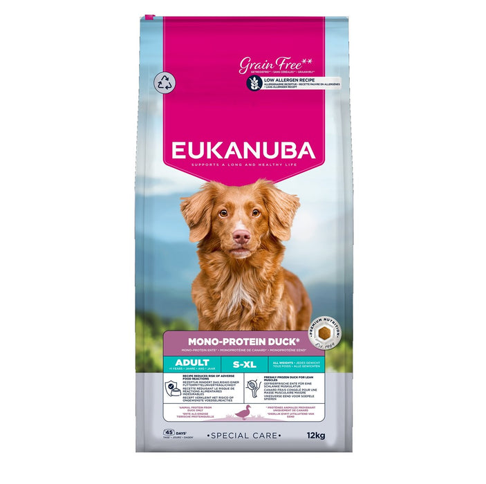 EUKANUBA Special Care Mono-Protein Adult, патешка – суха храна за кучета – 12 кг