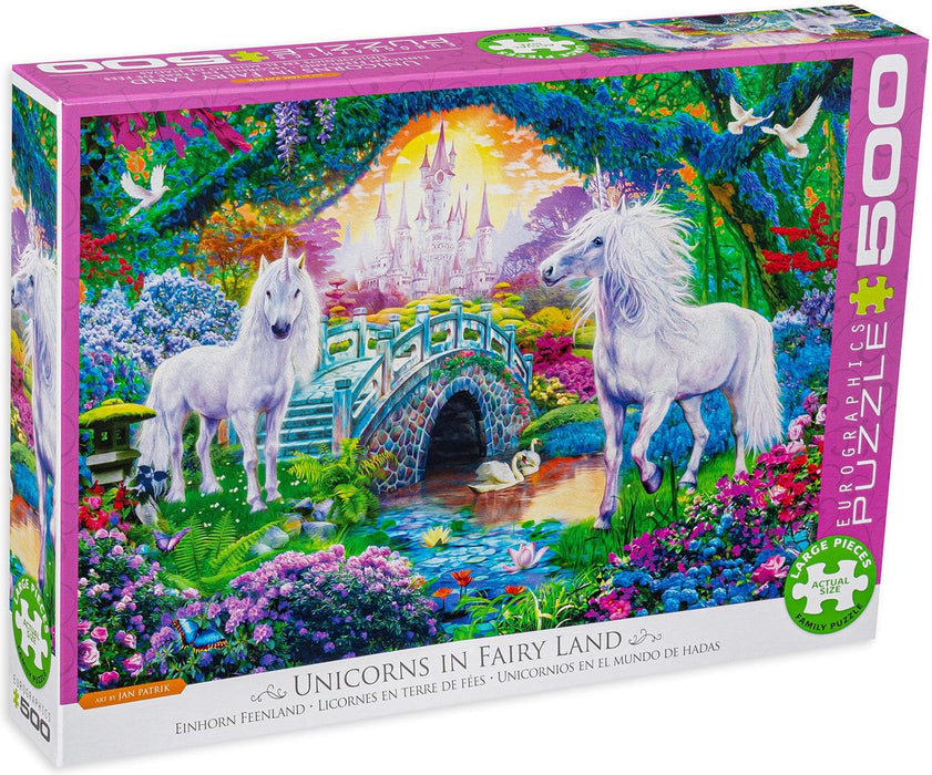 Пъзел Eurographics от 500 XXL части - В света на еднорозите