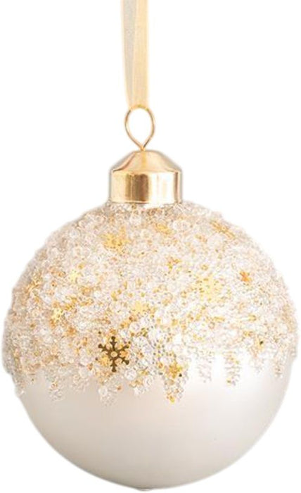 Играчка за елха Eurolamp - Топка, 8 cm, с камъчета и брокат