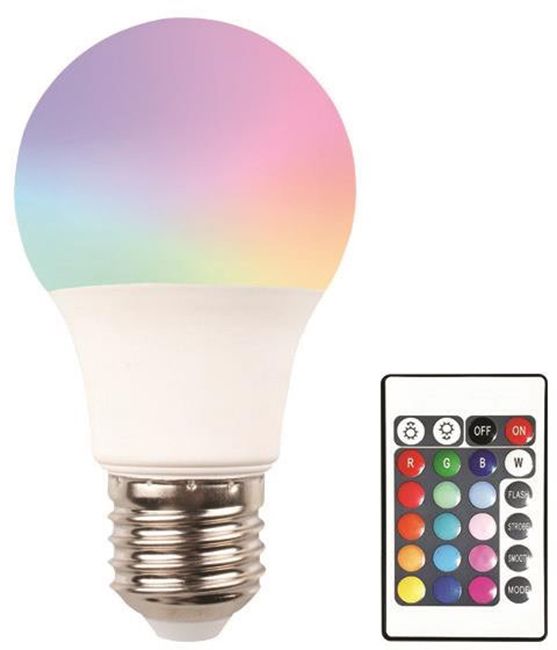 RGB LED крушка Eurolamp - A60, 9W, E27, 850 lm, с дистанционно