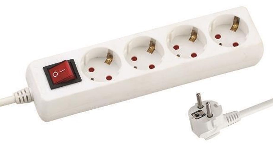 Разклонител EUROLAMP SA - 10202, 4 гнезда, 1.5m, бял