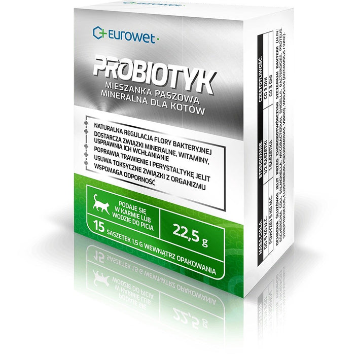EUROWET Пробиотик - хранителни добавки за котки - 15x1,5 г
