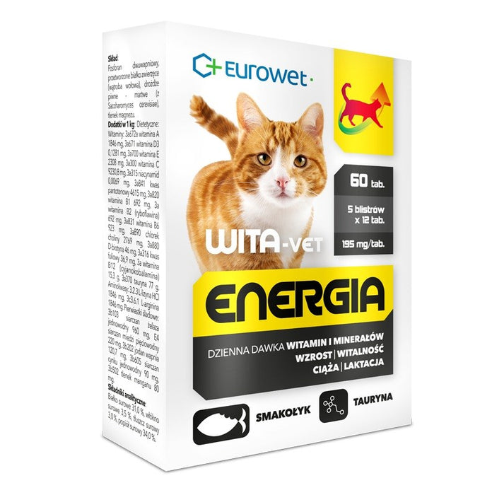 EUROWET Wita-Vet Energia - хранителни добавки за котки - 60 таблетки