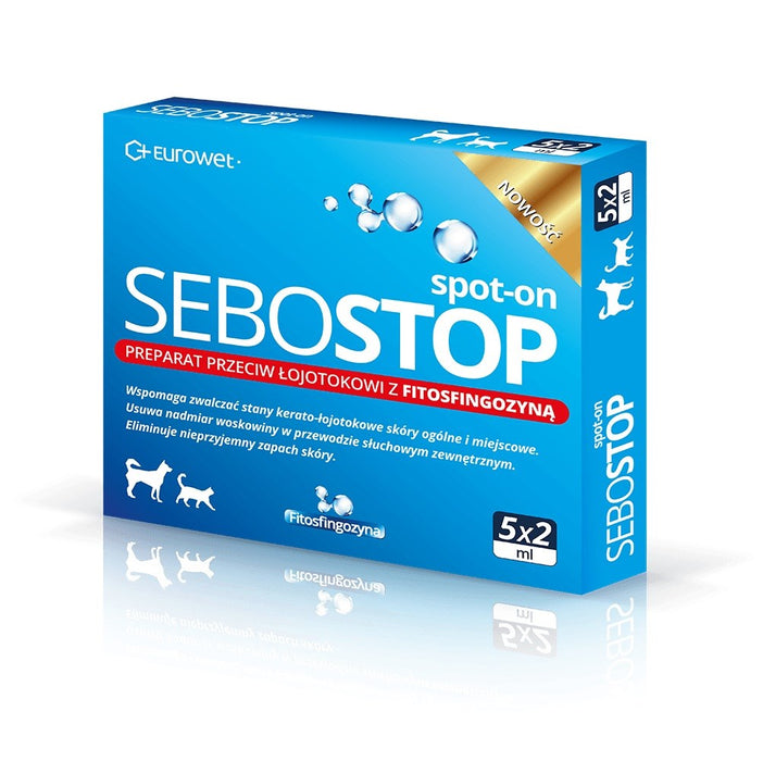 EUROWET Sebostop Spot-on - продукт против себорея за кучета и котки - 5 x 2 мл