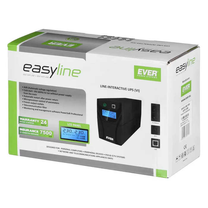 Ever EASYLINE 850 AVR USB Line-Interactive 0,85 kVA 480 W 2