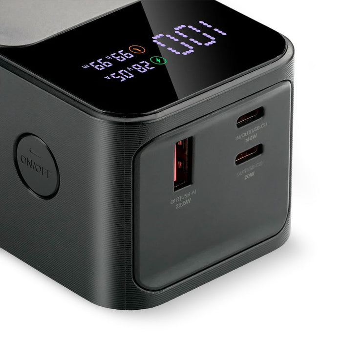 Външна батерия 27 000mAh, 1x USB, 2x USB-C, 162,5W, QC4+, фенерче, LCD екран, черна