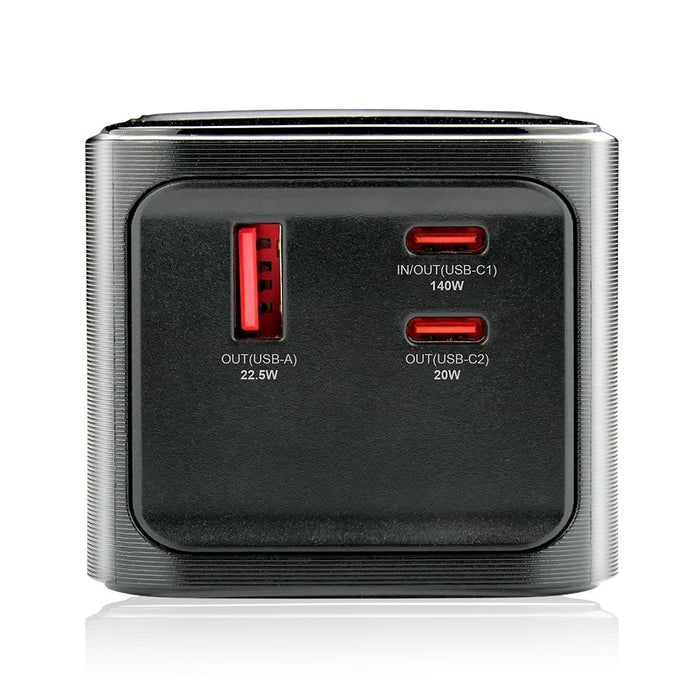 Външна батерия 27 000mAh, 1x USB, 2x USB-C, 162,5W, QC4+, фенерче, LCD екран, черна