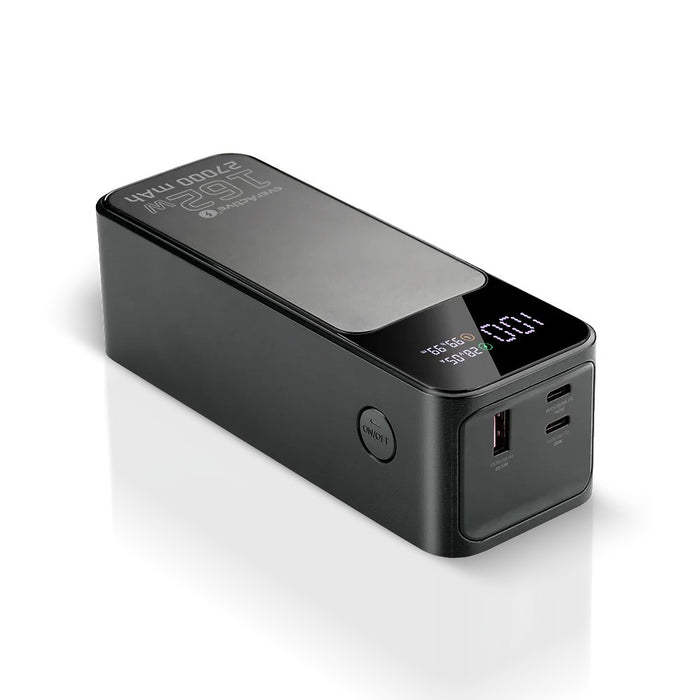 Външна батерия 27 000mAh, 1x USB, 2x USB-C, 162,5W, QC4+, фенерче, LCD екран, черна