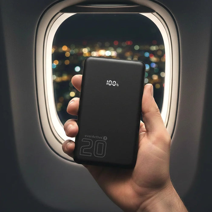 Външна батерия 20 000mAh, 1x USB, 2x USB-C, 20W, QC4+, LCD екран, черна
