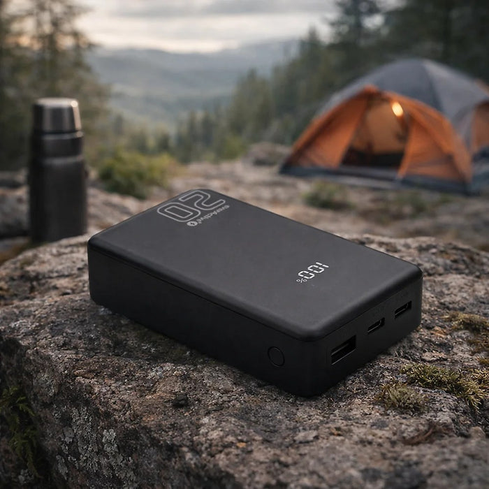 Външна батерия 20 000mAh, 1x USB, 2x USB-C, 20W, QC4+, LCD екран, черна