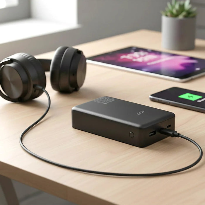 Външна батерия 20 000mAh, 1x USB, 2x USB-C, 20W, QC4+, LCD екран, черна