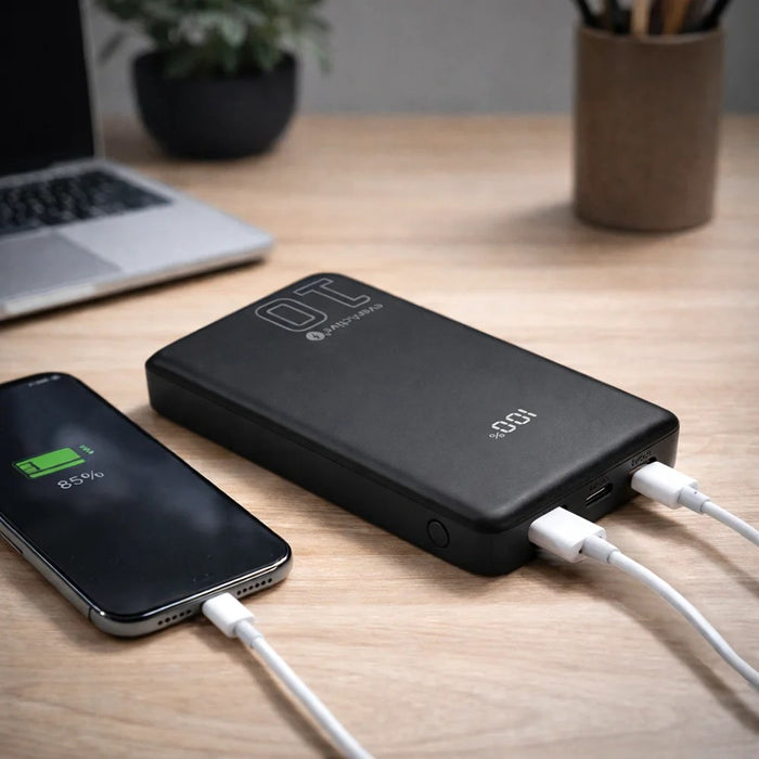 Външна батерия 10 000mAh, 1x USB, 2x USB-C, 20W, QC4+, LCD екран, черна