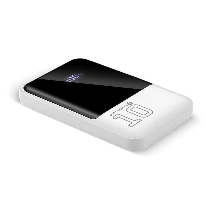 Външна батерия 10 000mAh, 2x USB, 1x USB-C 22,5W, QC4+, LCD екран, бяла