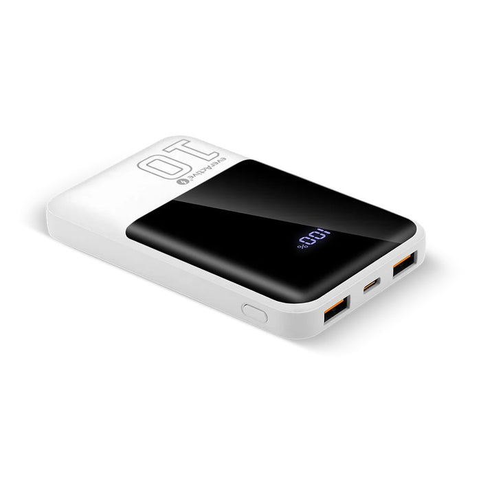Външна батерия 10 000mAh, 2x USB, 1x USB-C 22,5W, QC4+, LCD екран, бяла