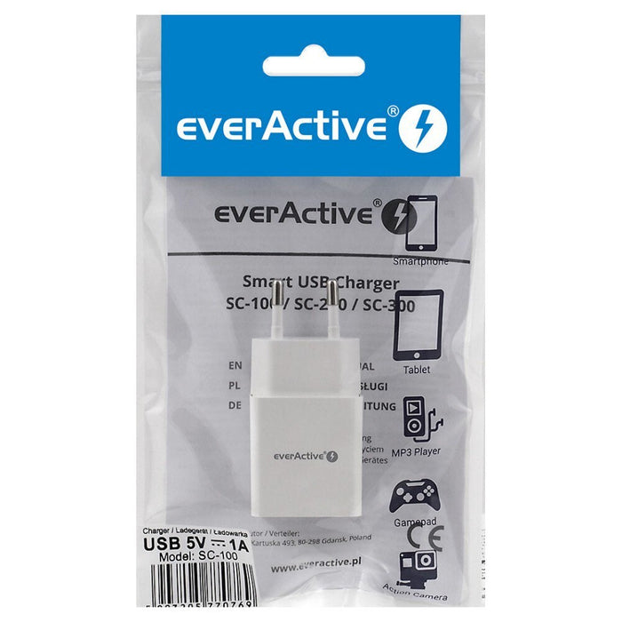 Зарядно устройство everActive SC-100 1xUSB 1A