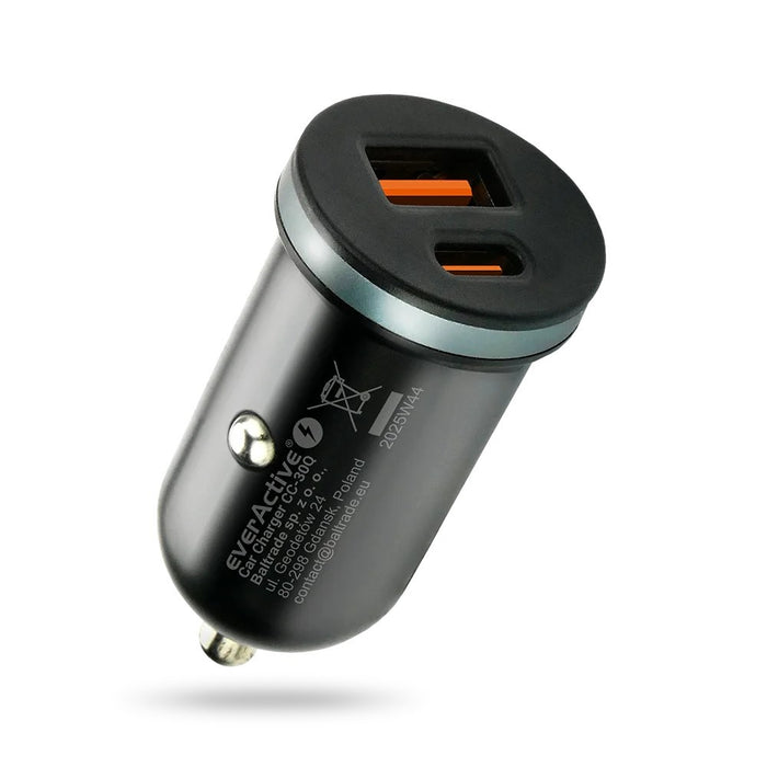 Зарядно за кола everActive CC-30Q USB + USB-C QC 3.0 PD 35W