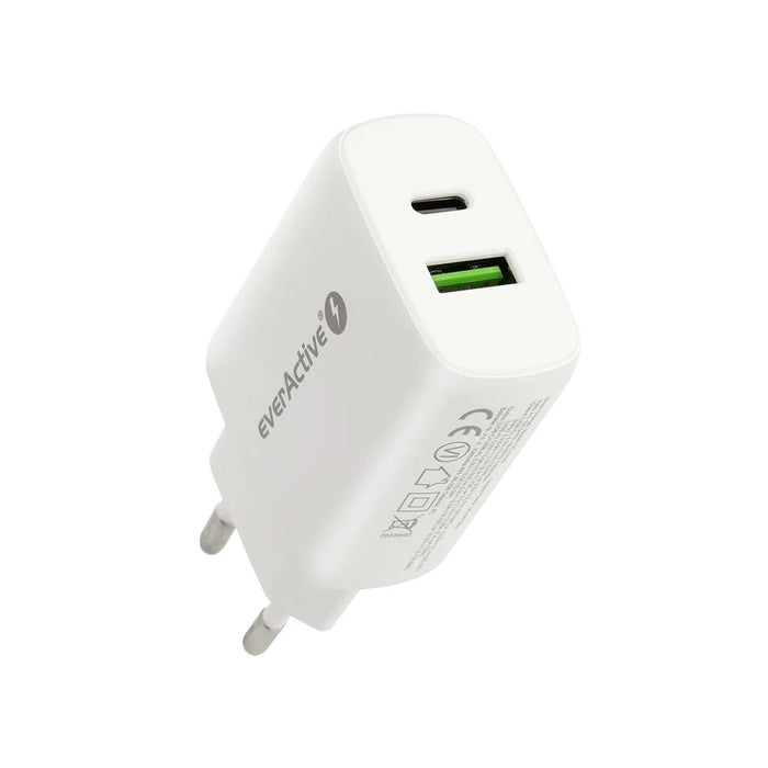 Зарядно устройство 1 x USB Quick Charge 3.0, 1 x USB-C PD PPS 25W бяло