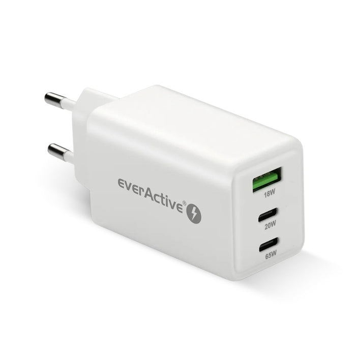 Зарядно устройство GaN 1 x USB, 2 x USB-C Бързо зареждане 4+ 65W бяло