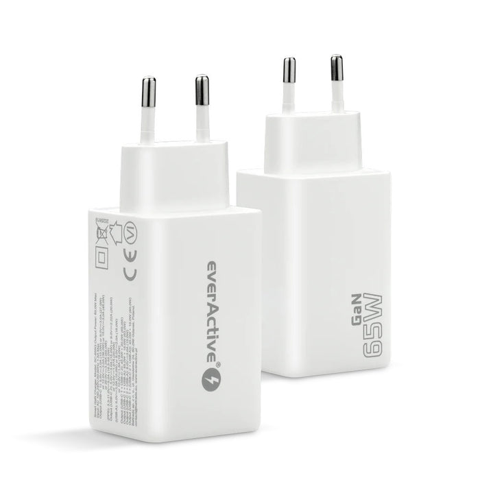 Зарядно устройство GaN 1 x USB, 2 x USB-C Бързо зареждане 4+ 65W бяло