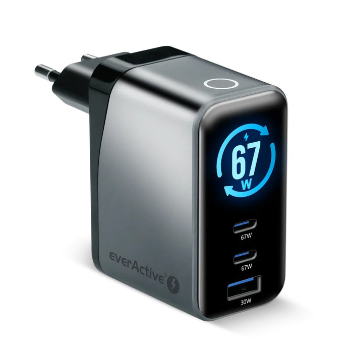 Зарядно GaN 1 x USB, 2 x USB-C Бързо зареждане 4+ 67W черно