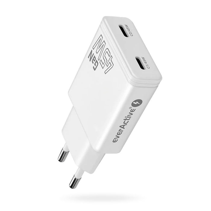 Зарядно GaN 2x USB-C Quick Charge 3.0 45W PD бяло