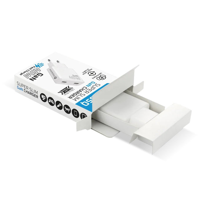 Зарядно GaN 2x USB-C Quick Charge 3.0 45W PD бяло