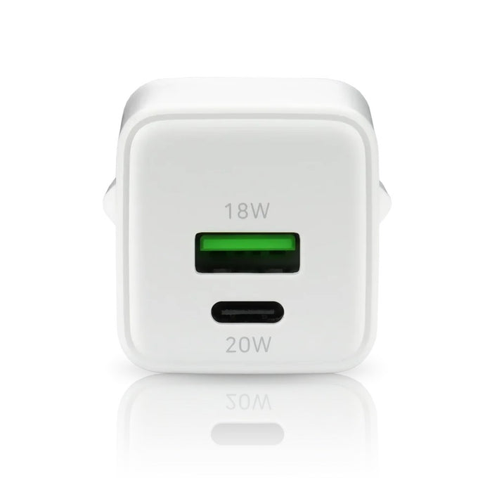 Зарядно устройство 1 x USB, 1 x USB-C Quick Charge 3.0 20W бяло