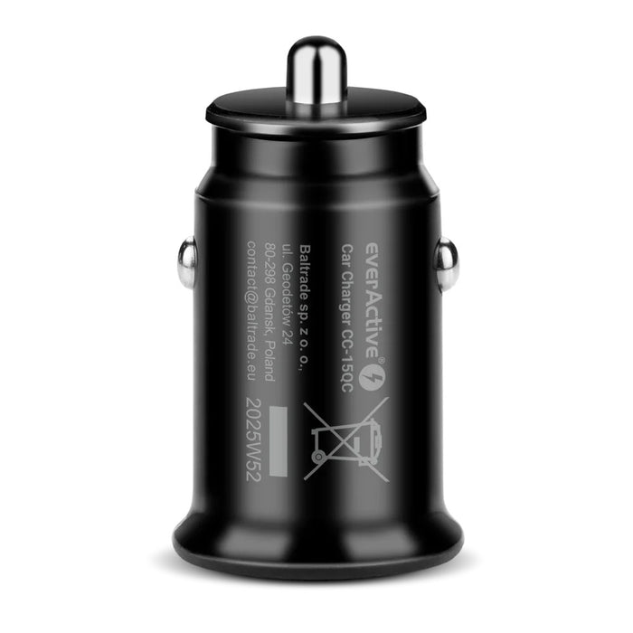 Зарядно за кола 1 X USB QC3.0 18W черно + кабел USB-C 1m