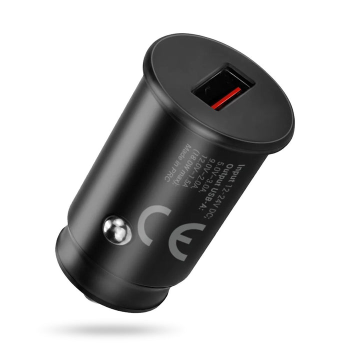Зарядно за кола 1 X USB QC3.0 18W черно + кабел USB-C 1m