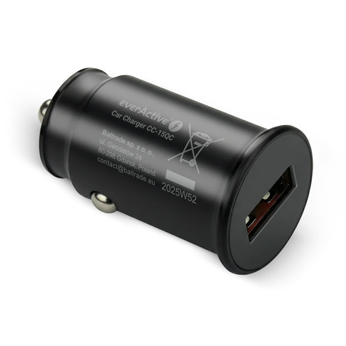 Зарядно за кола 1 X USB QC3.0 18W черно + кабел USB-C 1m